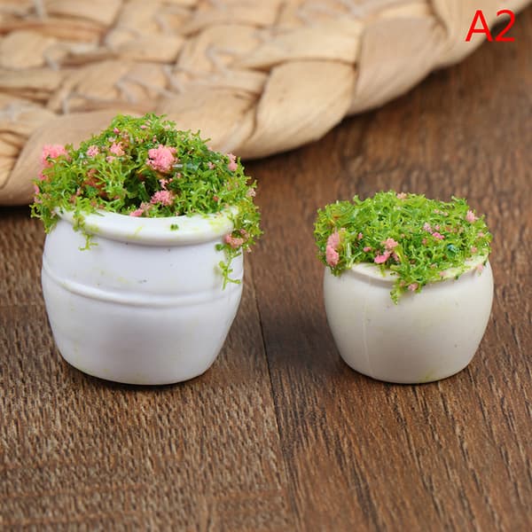 2 stk Dukkehusmøbler 1:12 Tilbehør Mini Grøn Bonsai Fl A2