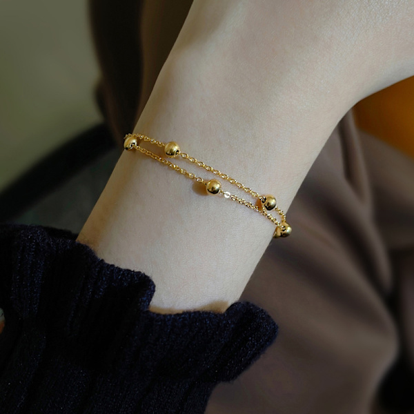 Armband av titanstål Enkelt bollarmband dam färgfast onesize