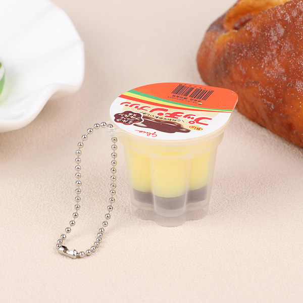 Novelty Pudding Pendant Play Reduce Pressure Keychain Stress R B
