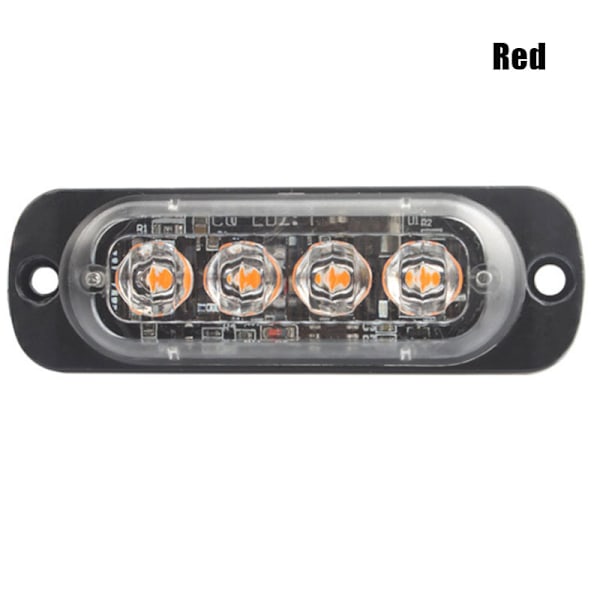 4LED bilvarningsljus Grill Blinkande haveri Nödlysdiod S Red 2 pcs