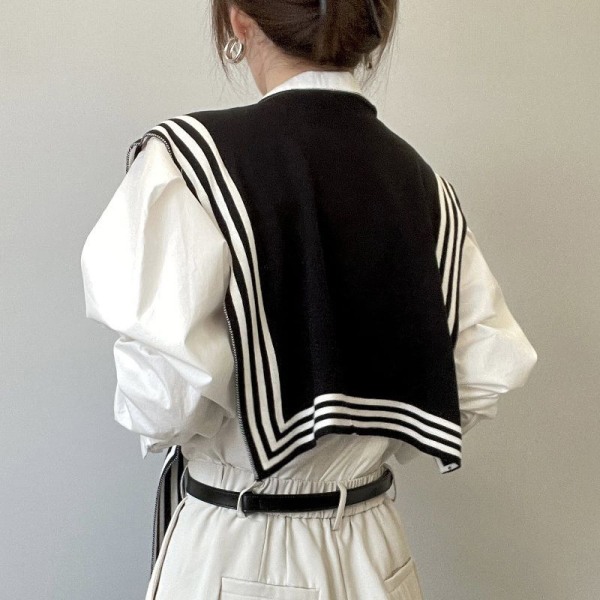 Stickad sjal Solskjorta Axelkrage Randig retrostil Sc onesize