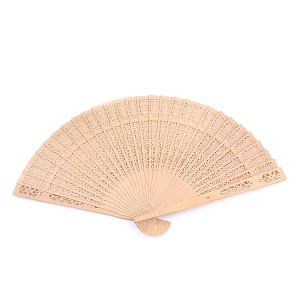 Vintage Vikbar Bambu Original Trä snidade Hand Fan Bröllop