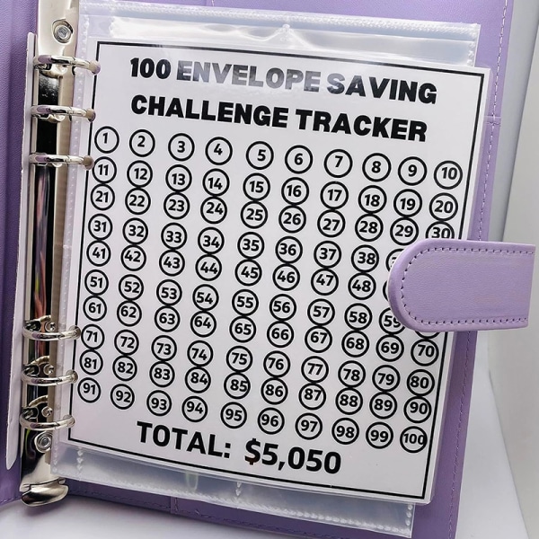 Utfordringsperm med 100 konvolutter Enkel og morsom måte å spare $5 A6