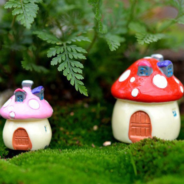 1 stk middelhavshussopp Slott DIY Resin Fairy Garden red