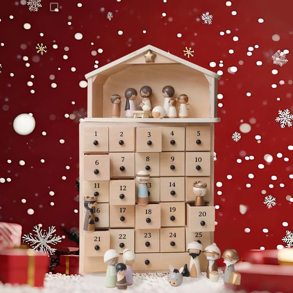 Redningsmanden – Julekrybbe Adventskalender Beige