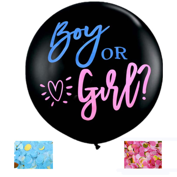 Pojan tai tytön ilmapallo Sukupuoli paljastaa Baby Shower Confetti Black La