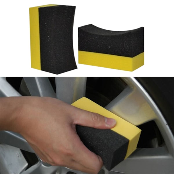 Autohjulborste Svampverktyg Applikator Speciell för Däcknav Yellow+black 10*6*4cm