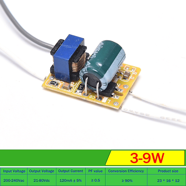 3W 5W 8W 18W 36W LED Light Driver Supply Transformator Radiating 3-9W