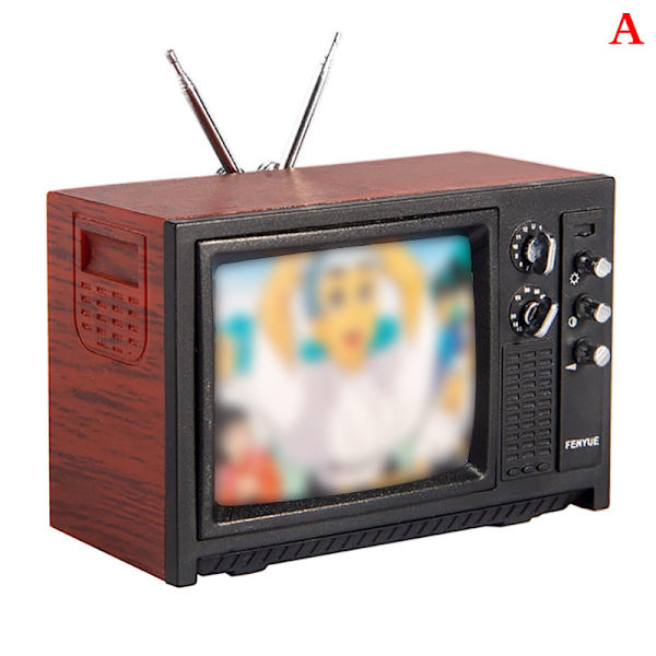 DollHouse Miniatyrprydnader Mini retro TV leksaksprydnader A