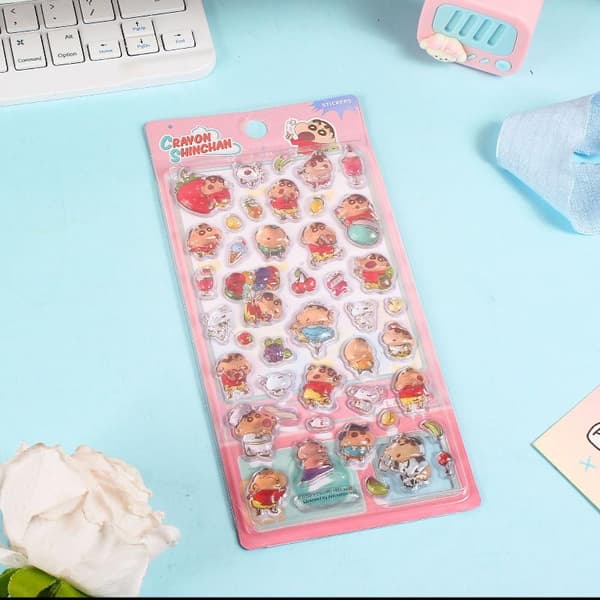 e Sarjakuva Crayon Shin 3D Stereo Relief -tarra DIY-matkapuhelin Random