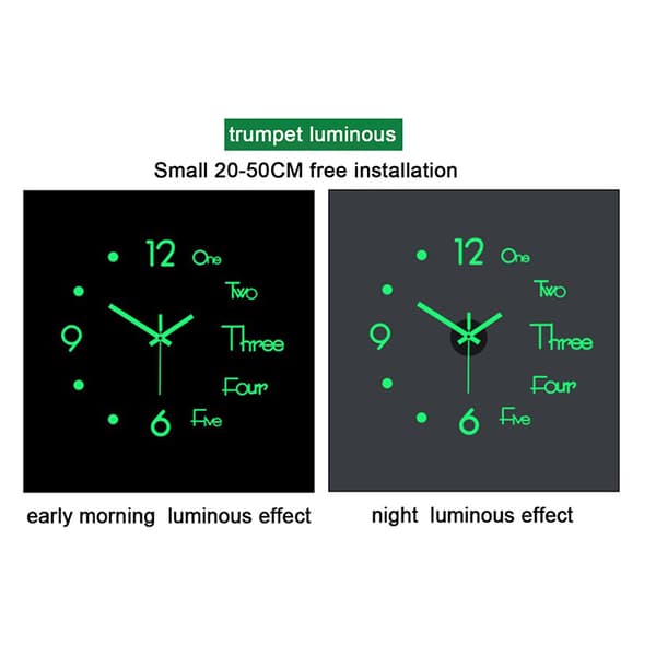 Luminous Wall Clock Glow 100cm Stora hängande klockor DIY Digital 40cm