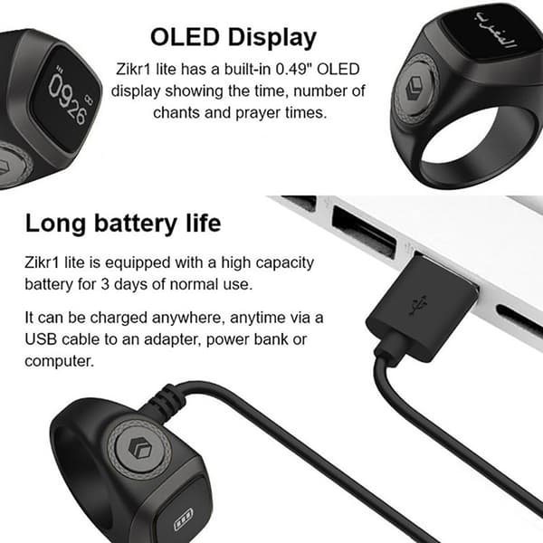 Smart Tasbih Tally Counter Ring til muslimer Zikr Digital Tasbee Onesize