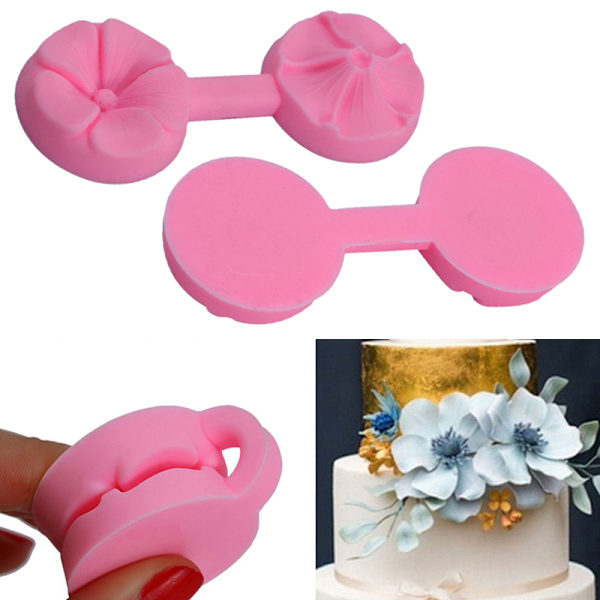 Ny silikone 3D Rose Flower Fondant Cake Chocolate Sugarcraft M Color Random 2 pcs
