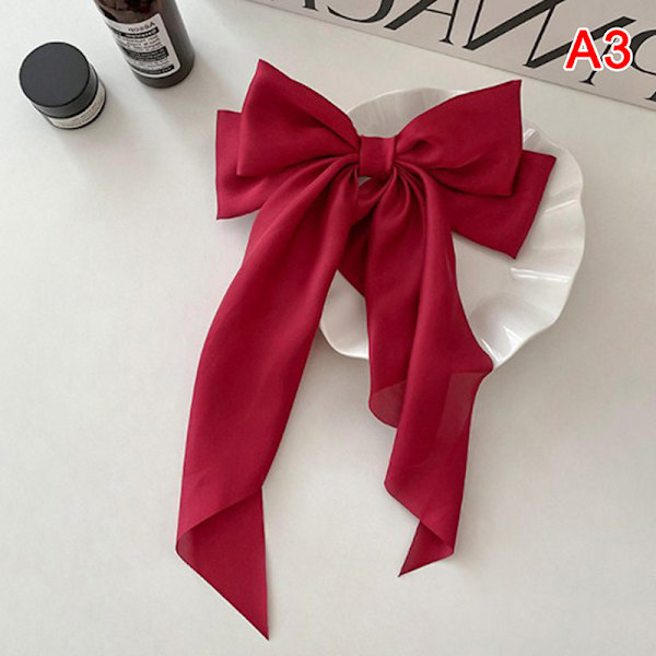 Sløjfebånd Hårnåle Hovedbeklædning Simple Elegant Satin Spring Clip Fi Red