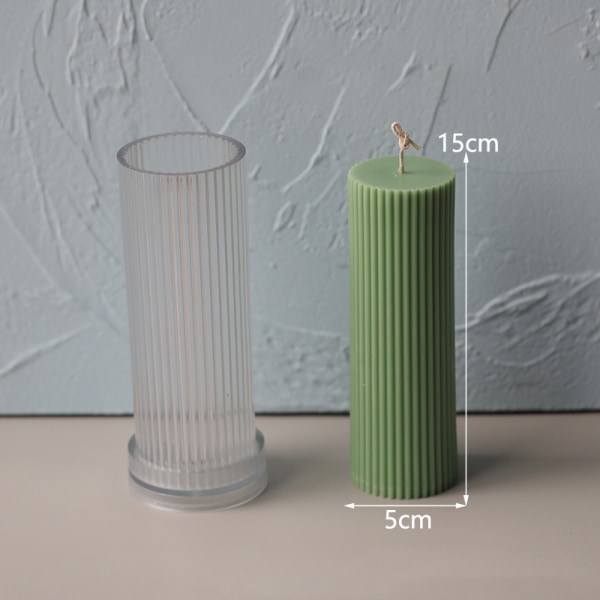 Stribe cylindrisk akryl lysstøbeform DIY lysstøbeform bryllup 5x15cm