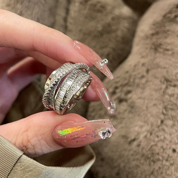 Zircon Combination Ring Vintage åpning Justerbar All-match Fa one size