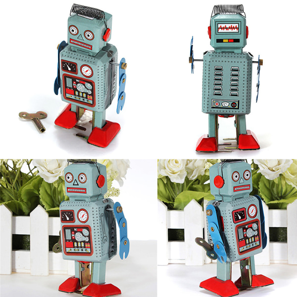 Vintage mekanisk urværk Wind Up Toys Walking Radar Robot T