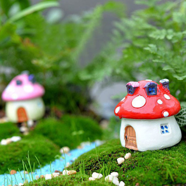 1 stk middelhavshussopp Slott DIY Resin Fairy Garden red