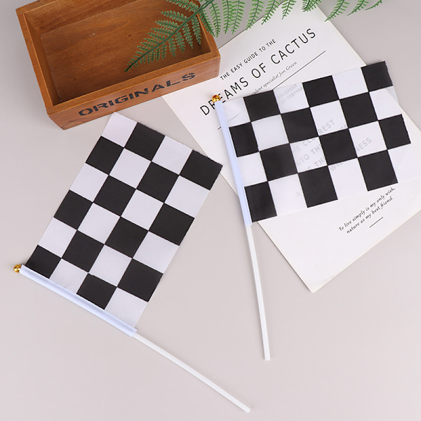 10 st Svart och vit fyrkantig Hand Flag Racer Viftande Flagga Racing One Size