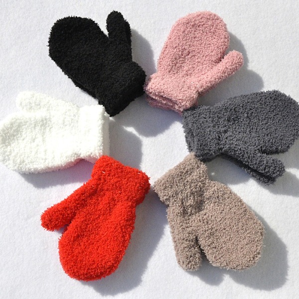 Babyhandsker Winter Plus Velvet Vanter Børn Kid Coral Fleec Red