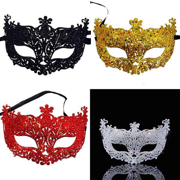 Luksus venetiansk maskerademaske kvinner jenter Sexy Fox Eye Mask F Red