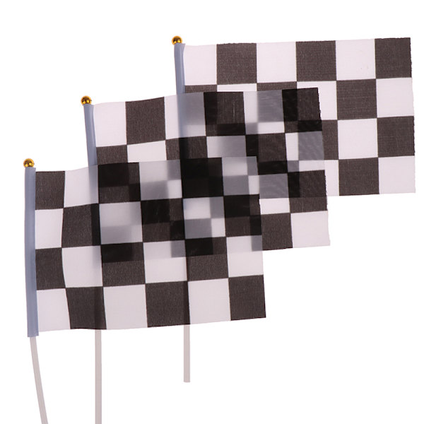 10 st Svart och vit fyrkantig Hand Flag Racer Viftande Flagga Racing One Size