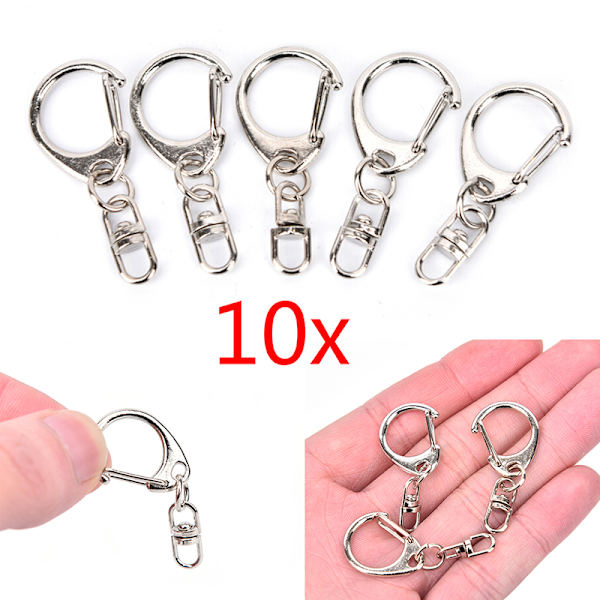10st DIY polerat silver nyckelring Nyckelring Split Ring Kort Cha