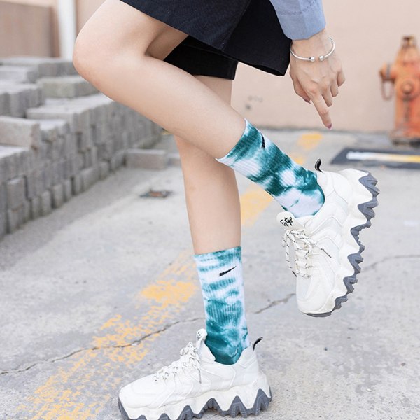 Tie-dye Socks European and Street Ins Hip-hop Tide Brand Coupl White