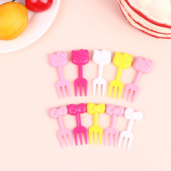 10 kpl Mini Kawaii Eläin Piirretty Haarukka Hedelmä Lapset Kakku Jälkiruoka 3.8*1.6cm