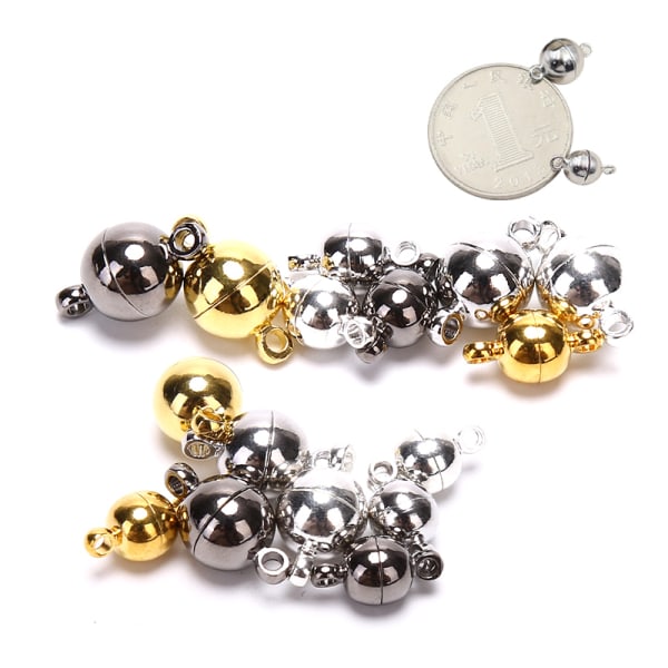 10 st magnetiska hummerspännen Spännekrok rund boll gör-det-själv smycken Sliver 6mm