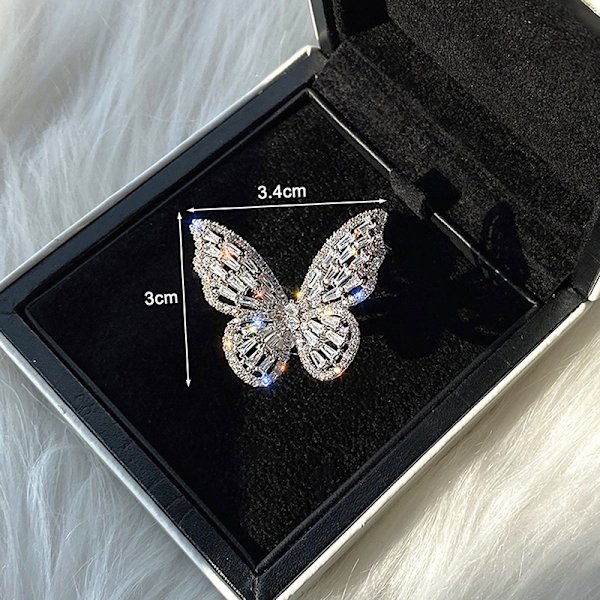 Zircon Butterfly Ring Gem Stone Öppning Överdriven Stor Knuckle One Size