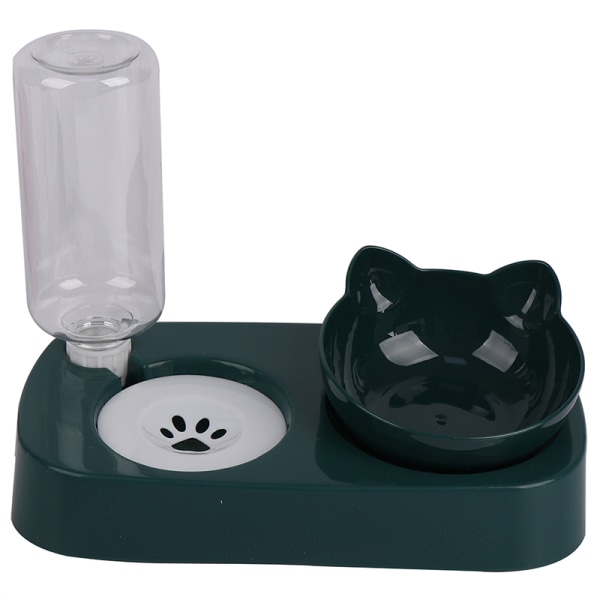 2 i 1 Cat Bowl Vanndispenser Automatisk Vannlagring Inneholder Green 28cm