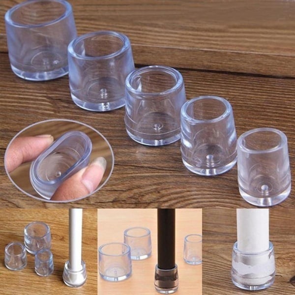 Transparent Gummi Golvstol Anti Scratch Protector Cap Möbler White 40mm