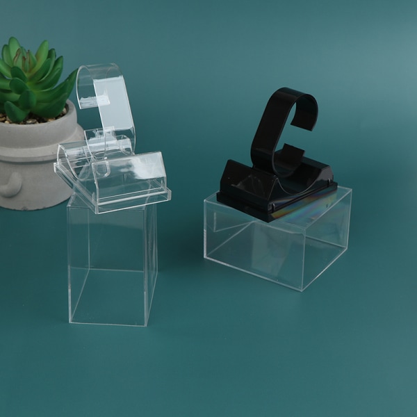 Plastklokke Display Oppbevaringsholder Gjennomsiktig veske Smart Wat Black