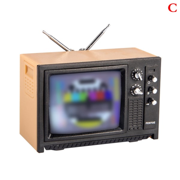 DollHouse Miniatyrprydnader Mini retro TV leksaksprydnader C