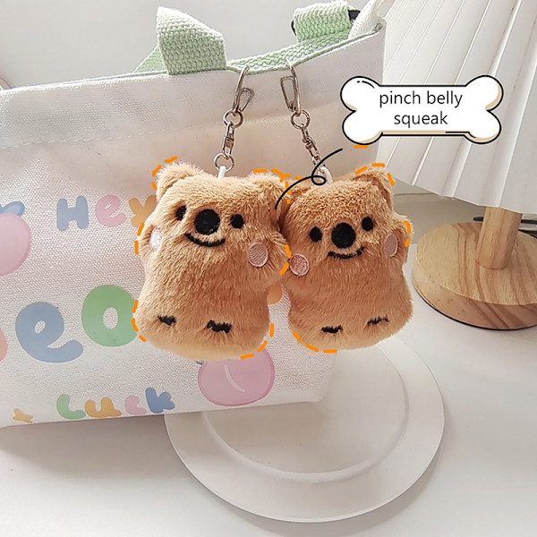 Cartoon Squeak Liten Brun Björnpluch Leksak Nyckelring Ryggsäck Pe 1pc