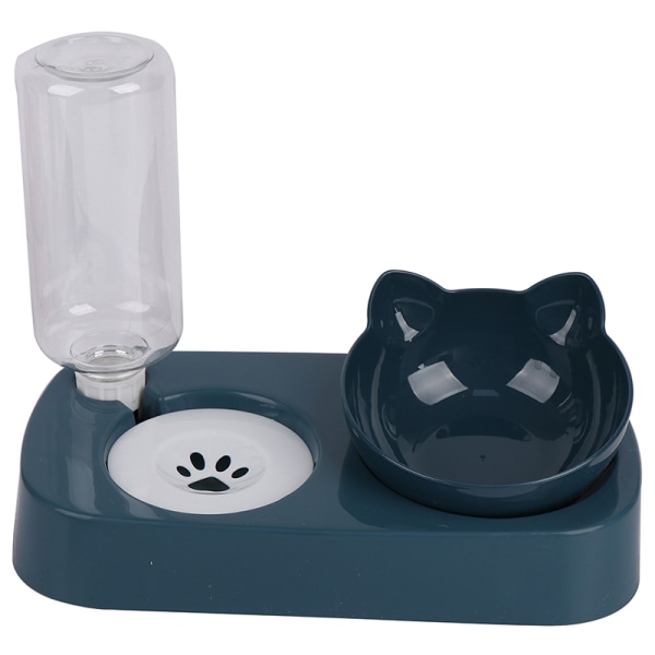 2 i 1 Cat Bowl Vanndispenser Automatisk Vannlagring Inneholder Blue 28cm