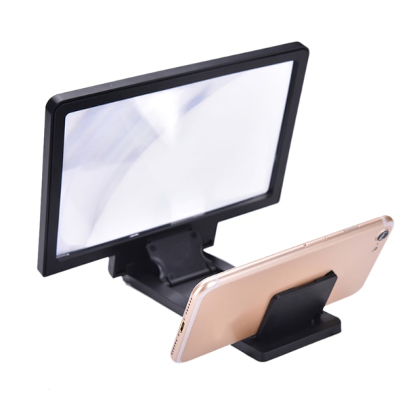 Mobiltelefon 3D HD-videoforsterker Forstørrelsesglassstativ Popu Black