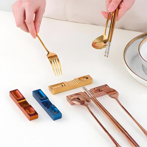 Rustfrit stål gaffel ske bestikholder pindeholder pindhvile Black