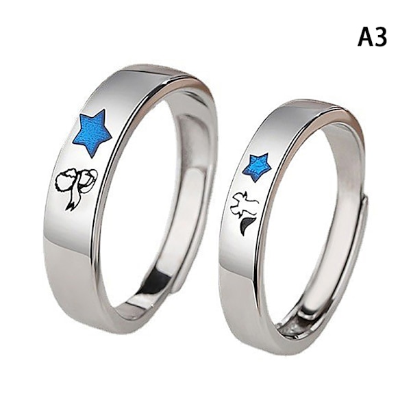 Romantic The Little Prince Fox Couples Rings e Open Justerbar A3