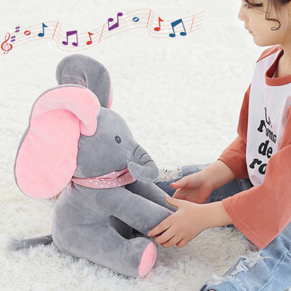 Peek-a-boo Elephant Baby Plys Legetøj Talende Syngende Udstoppede Børn Blue