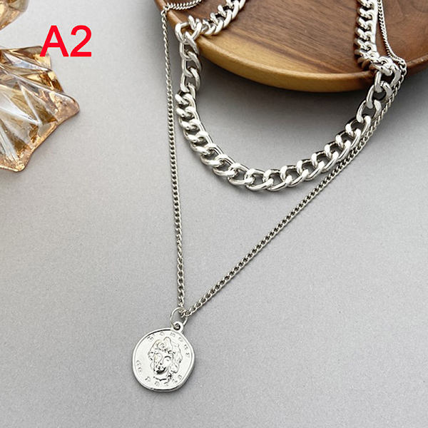 1 stk Vintage Multi-layer Coin Chain Choker halskæde til kvinder Go Silver