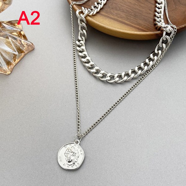 1st Vintage Multi-layer Coin Chain Choker Halsband för kvinnor Go Silver