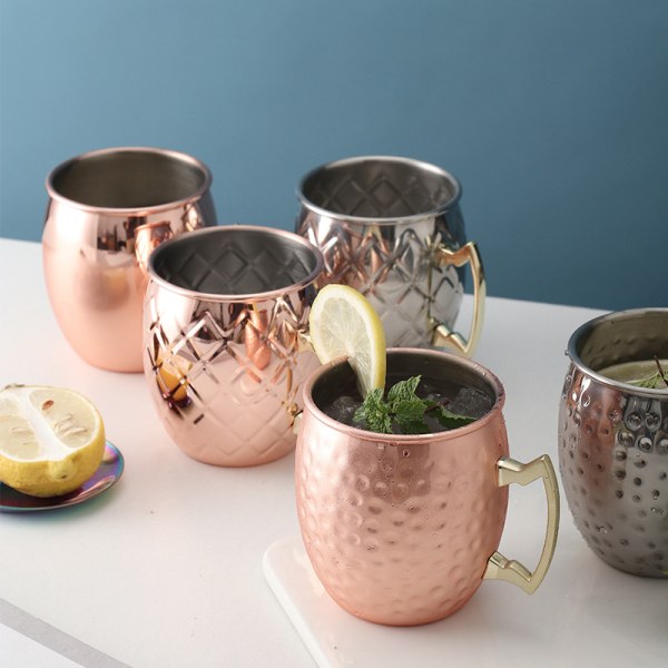 530ml Moscow Mule Kobberkrus Metallkrus kopp Skinke i rustfritt stål A1