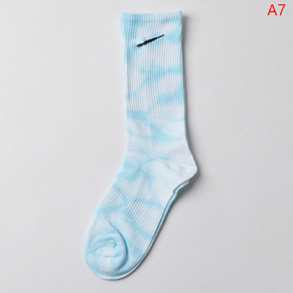 Tie-dye Sokker Europæiske og Street Ins Hip-hop Tide Brand Coupl Lake blue