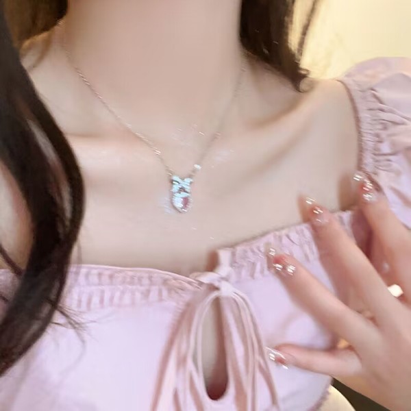 Kristall Zirkon Rosett Hjärthänge Halsband Elegant Mode one size