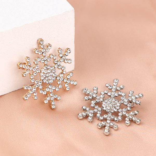 Rhinestone inläggningar snöflinga formad brosch legering brosch smycken sliver