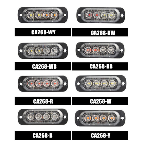 4LED bilvarningsljus Grill Blinkande haveri Nödlysdiod S Red 2 pcs