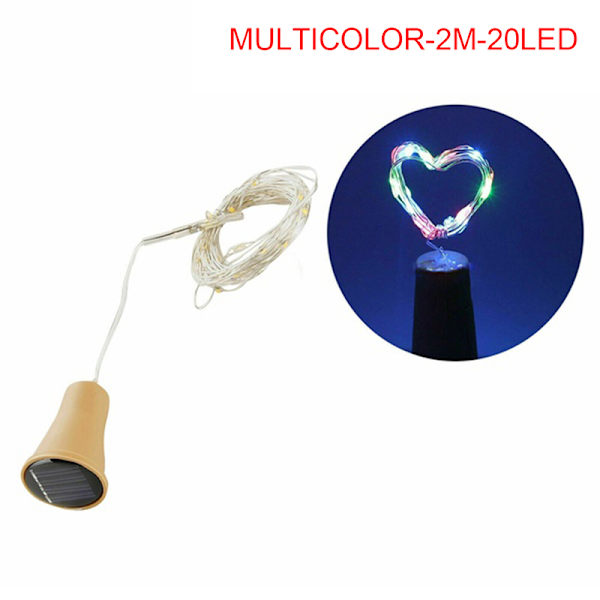 Solenergi Vinflaske Lys LED Strings Kobbertråd Hjem Pa Multicolor 2M-20LED