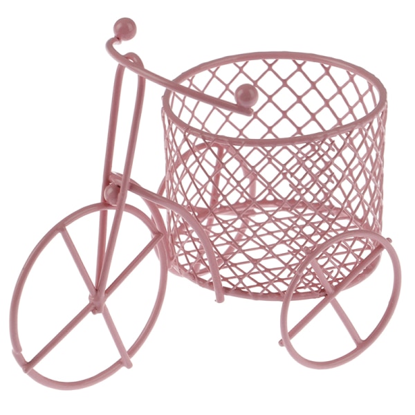 Iron Trehjuling Konstdekoration Bröllop Socker Smycken Container St Pink
